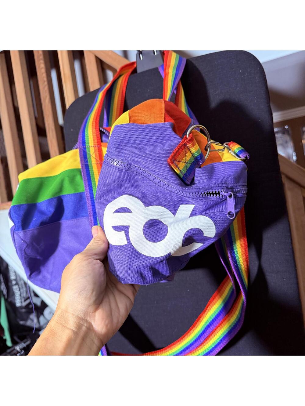 EDC  Insomniac Rainbow Strap Purple Shoulder Bag